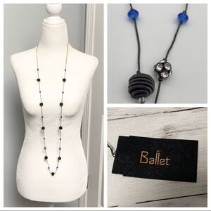 New Ballet Bauble Rhinestone Station Long Necklace